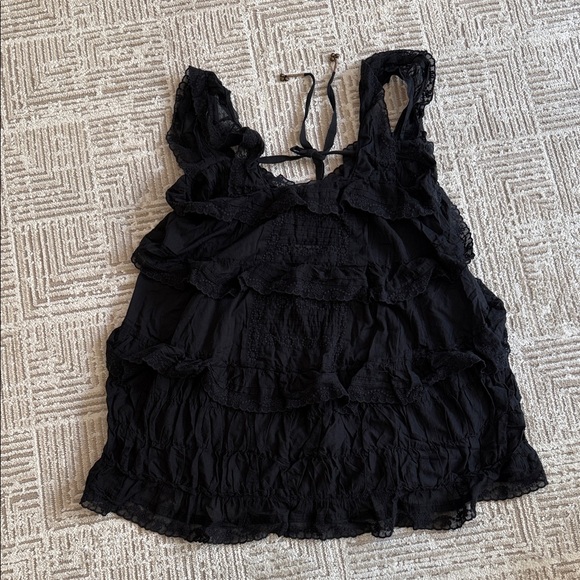 NWT Free People Tiered And True Ruffle Romper Black - Picture 3 of 11
